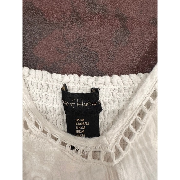 HOUSE OF HARLOW 1960 White Eyelet Lace Trimmed Ruffle Hem Slip Dress M - Picture 4 of 10